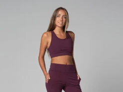 Brassière de Yoga Glamour en Coton Bio Prune - Taille XS - 36 | Vêtements de Yoga Femme -CHIN MUDRA Soldes brassiere de yoga glamour bio 16352413076177cd5bda690