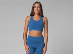 Brassière de Yoga Sport en Coton Bio - Bleu - Taille XS/36 | Confort et Soutien Optimal