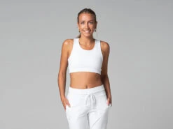 Brassière de Yoga Sport en Coton Bio - Blanc - Taille XS | Confort et Soutien Optimal