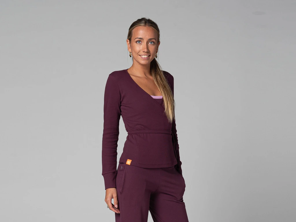 Cache Cœur Bio Prune - Vêtement de Yoga Femme en Coton Bio - Taille XS 36 1 Cache Cœur Bio Prune - Vêtement de Yoga Femme en Coton Bio - Taille XS 36