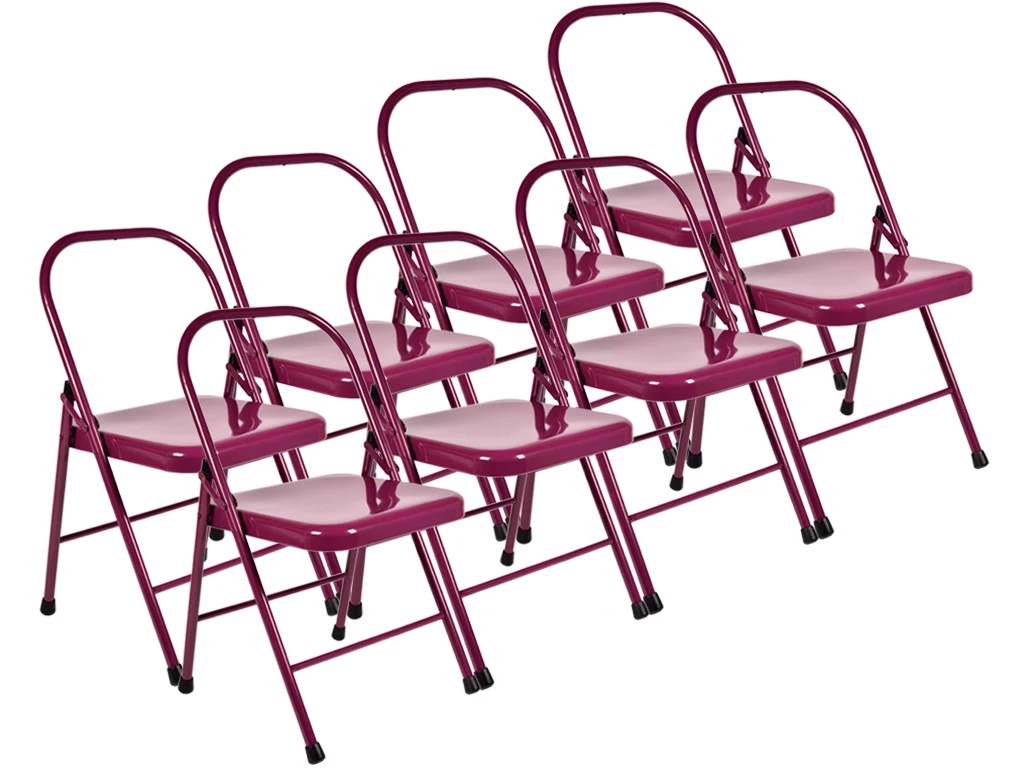 Chaise De Yoga 2 Barres Haute Prune - Lot de 8 pour Associations et Studios 1 Chaise De Yoga 2 Barres Haute Prune - Lot de 8 pour Associations et Studios