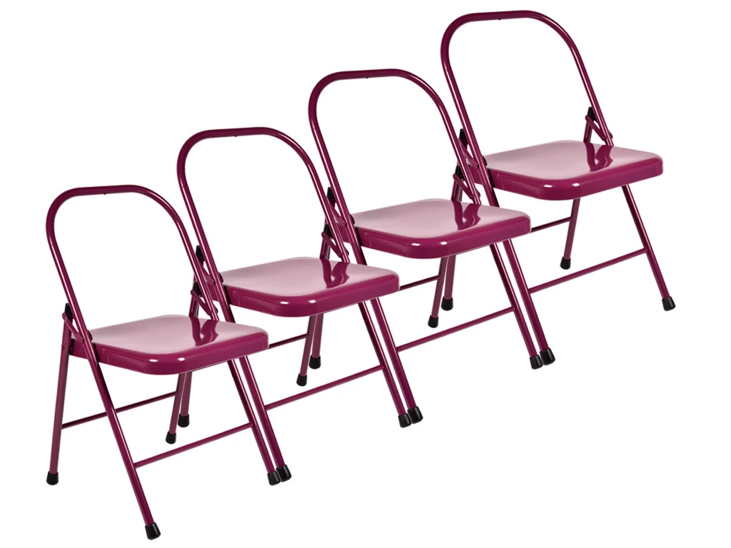 Chaise De Yoga Standard 2 Barres Prune Lot De 4 - Idéal pour Associations et Cours de Yoga 1 Chaise De Yoga Standard 2 Barres Prune Lot De 4 - Idéal pour Associations et Cours de Yoga