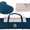 Coffret Tapis De Méditation Complet Bleu/Ecru Orion - Kit Yoga Essentiel