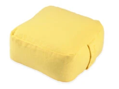 Coussin De Méditation Carré Bio Jaune | Zafu Écologique pour une Posture Confortable