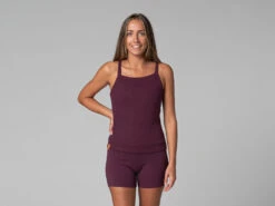 Débardeur Femme Côtelé Prune - Coton Bio - Taille XS (36) - Vêtements de Yoga