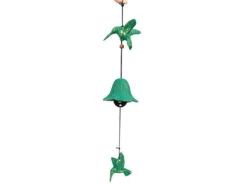 Jouet Du Vent Colibri Vert Doré - Support de Méditation Unique et Élégant