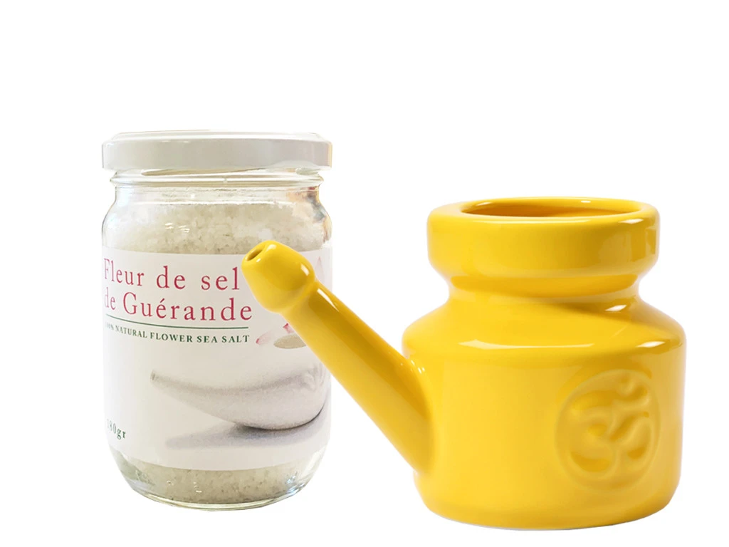Kit Lota 400ml avec Fleur de Sel Jaune Safran - Neti Pot & Gratte Langue - Bien-être Nasal 1 Kit Lota 400ml avec Fleur de Sel Jaune Safran - Neti Pot & Gratte Langue - Bien-être Nasal