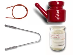 Kit Lota Jala Neti Complet en Porcelaine 400 ml avec Design Piment Rouge - Bien-être & Purification Nasale