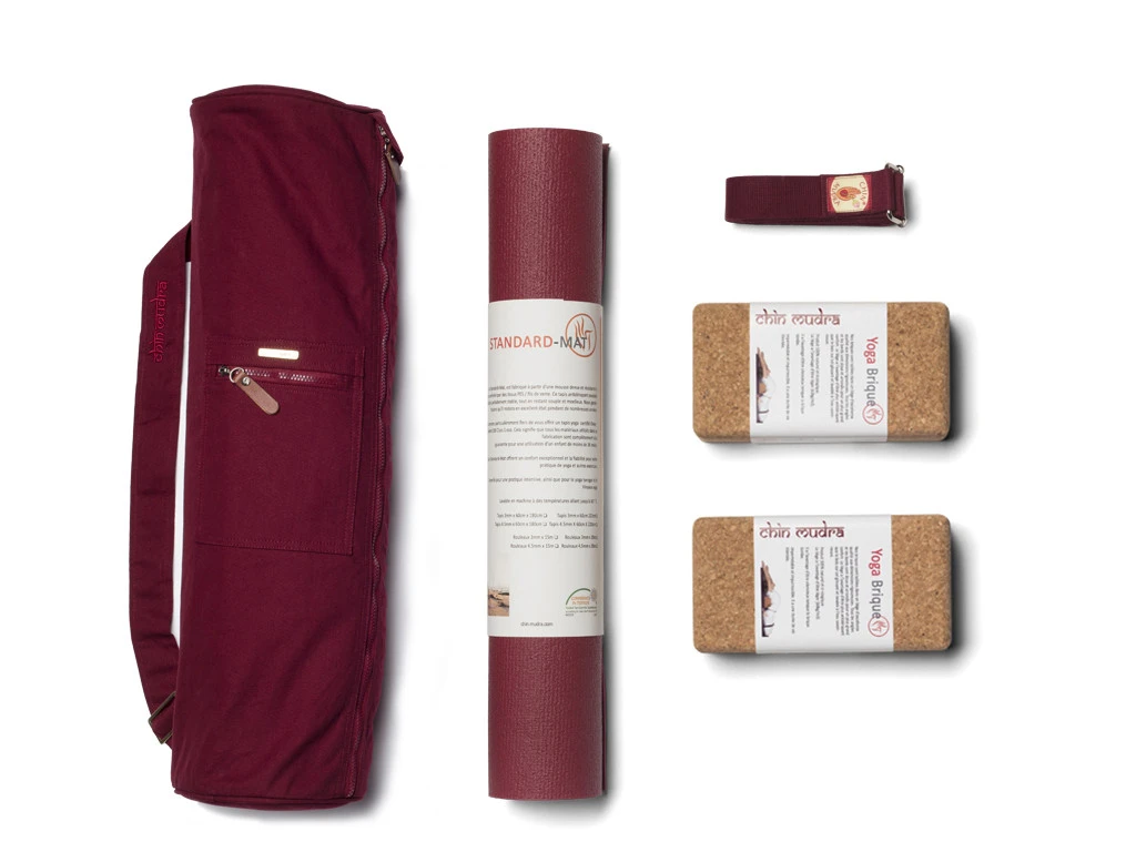 Kit Standard Mat 3mm Couleur Bordeaux - Tapis de Yoga Écologique et Confortable 1 Kit Standard Mat 3mm Couleur Bordeaux - Tapis de Yoga Écologique et Confortable