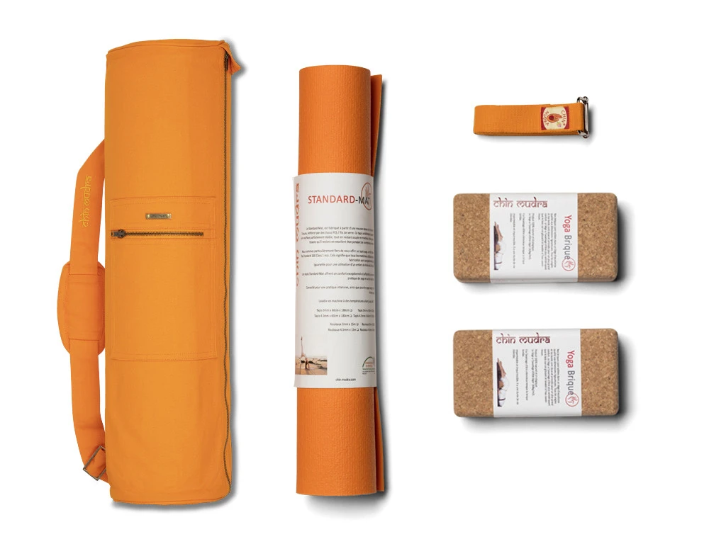 Kit Standard Mat 3mm Couleur Orange Safran - Tapis de Yoga Écologique et Confortable 1 Kit Standard Mat 3mm Couleur Orange Safran - Tapis de Yoga Écologique et Confortable