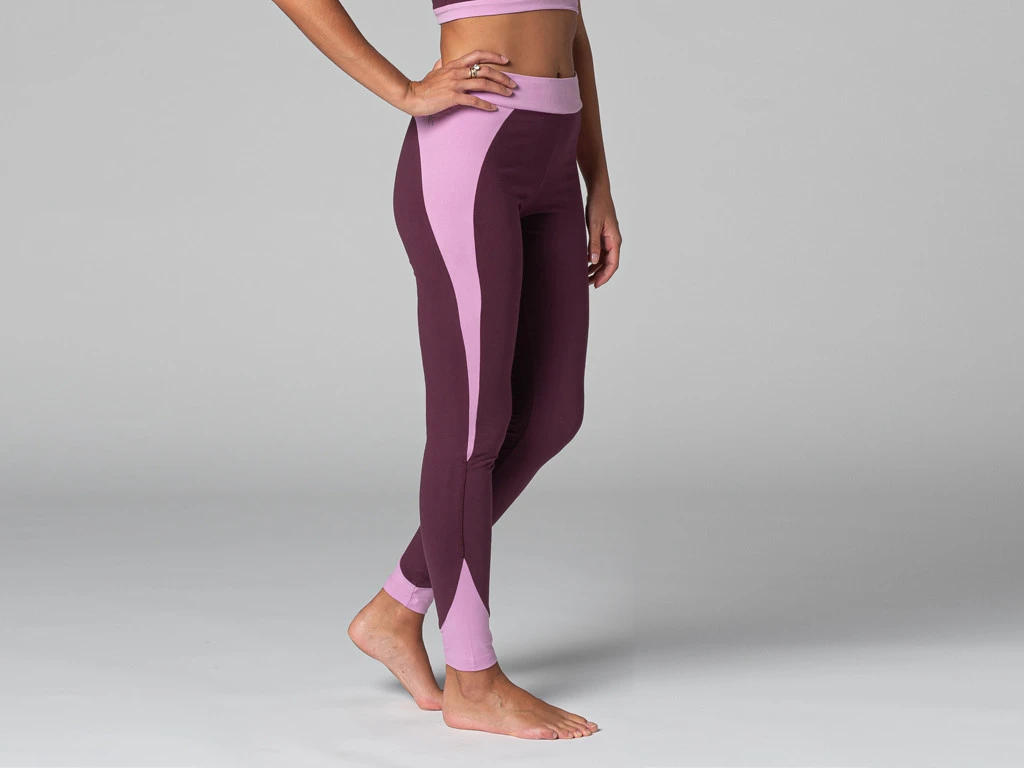 Legging De Yoga Bi-colore Bio Prune - Taille XS 36 - Coton Écologique 1 Legging De Yoga Bi-colore Bio Prune - Taille XS 36 - Coton Écologique