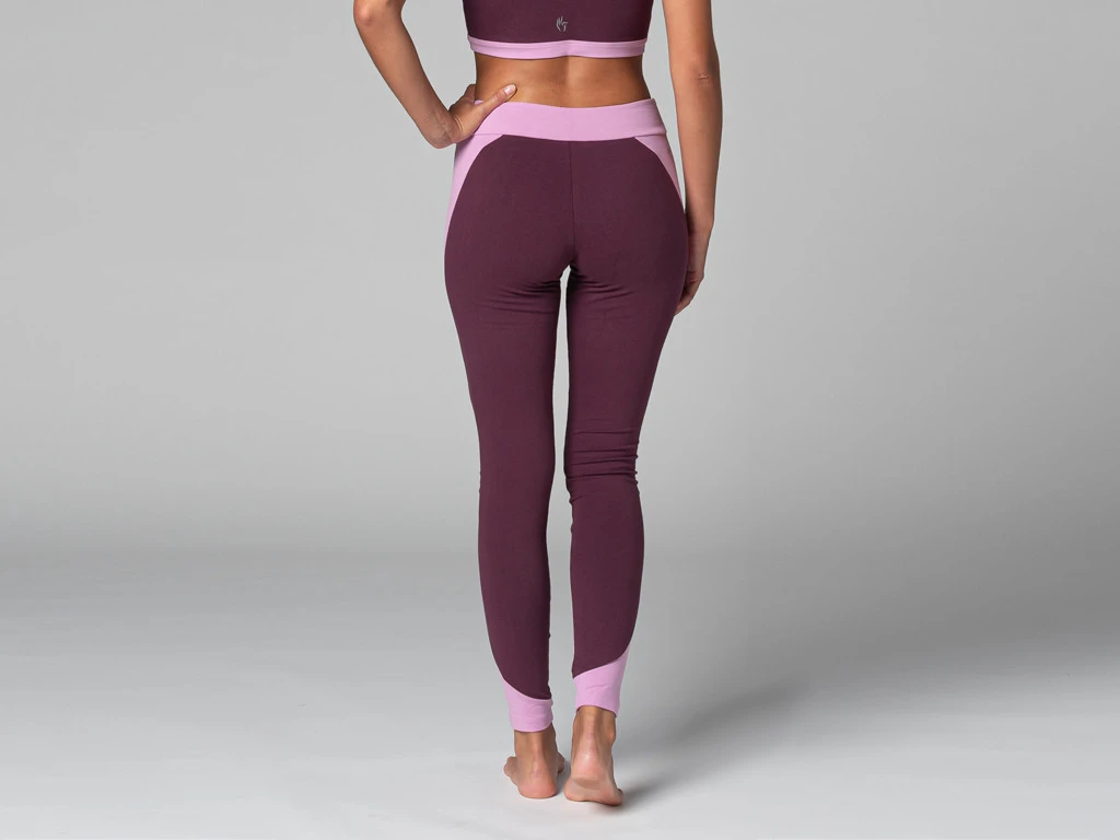 Legging De Yoga Bi-colore Bio Prune - Taille XS 36 - Coton Écologique 3 Legging De Yoga Bi-colore Bio Prune - Taille XS 36 - Coton Écologique – Image 3