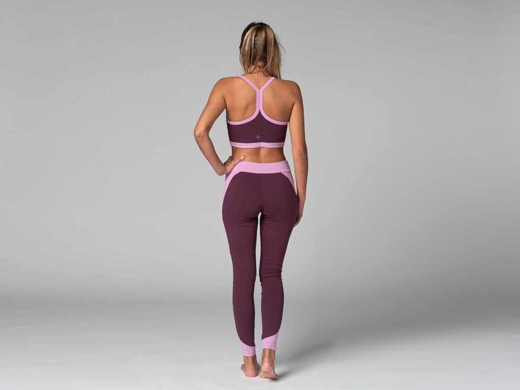 Legging De Yoga Bi-colore Bio Prune - Taille XS 36 - Coton Écologique 7 Legging De Yoga Bi-colore Bio Prune - Taille XS 36 - Coton Écologique – Image 7