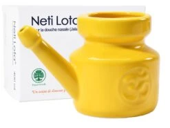 Lota Om en Porcelaine émaillée 400ml Jaune Safran - Neti Pot pour Bien-être Nasal