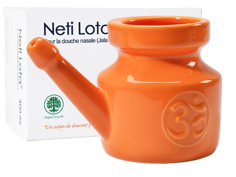 Lota Om en Porcelaine Émaillée 400ml Orange Safran - Neti Pot pour le Bien-être Nasal 1 Lota Om en Porcelaine Émaillée 400ml Orange Safran - Neti Pot pour le Bien-être Nasal