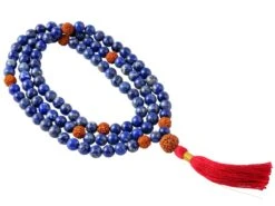 Mala 108 Perles 8mm Lapis Lazuli & Rudraksha pour Méditation