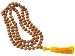Mala 108 Perles 8mm en Bois de Santal Jaune pour Méditation | Accessoire de Méditation Haut de Gamme