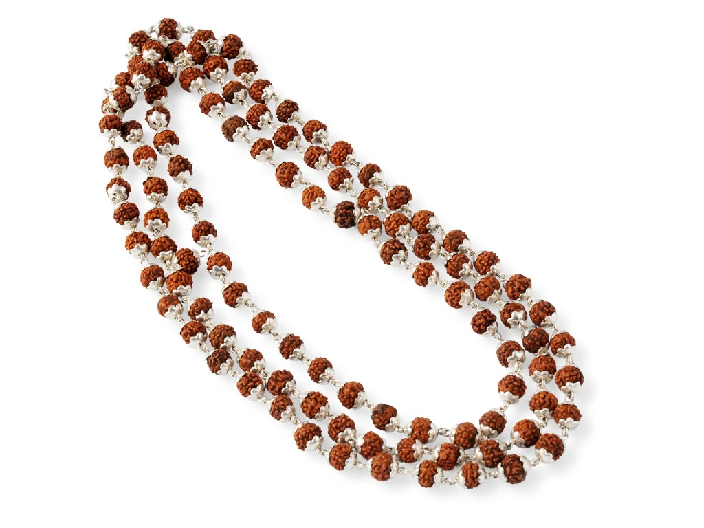 Mala 108 Perles en Argent Massif & Rudraksha 6mm - Outil de Méditation Authentique 1 Mala 108 Perles en Argent Massif & Rudraksha 6mm - Outil de Méditation Authentique