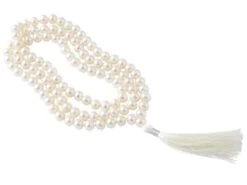 Mala 108 Perles Blanches Naturelles 8mm - Collier de Méditation en Perles Blanches | Accessoire de Méditation