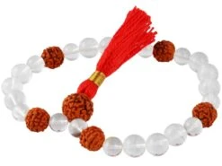Mala 27 Perles Cristal & Rudraksha - Support de Méditation Élégant et Spirituel