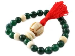 Mala 27 Perles Jade & Os - Support de Méditation Authentique | Accessoire de Relaxation