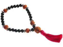 Mala 27 Perles Onyx & Rudraksha - Support de Méditation Authentique