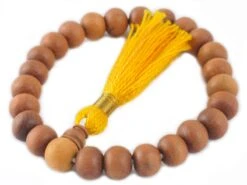 Mala 27 Perles Santal 8mm/Jaune - Support de Méditation Naturel | Idéal pour Yoga et Relaxation
