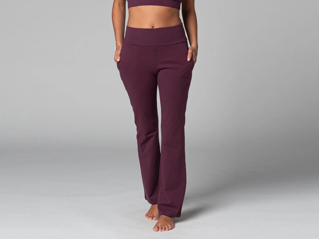 Pantalon De Yoga Femme Confort - Coton Bio Prune - Taille XS 36 1 Pantalon De Yoga Femme Confort - Coton Bio Prune - Taille XS 36