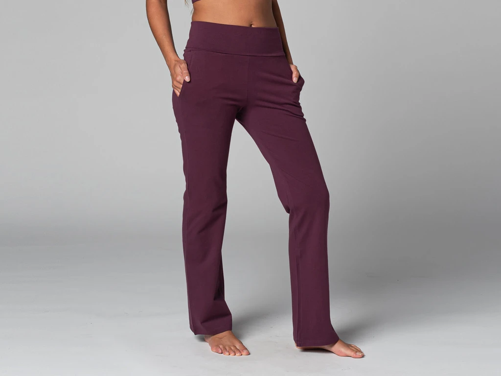 Pantalon De Yoga Femme Confort - Coton Bio Prune - Taille XS 36 2 Pantalon De Yoga Femme Confort - Coton Bio Prune - Taille XS 36 – Image 2