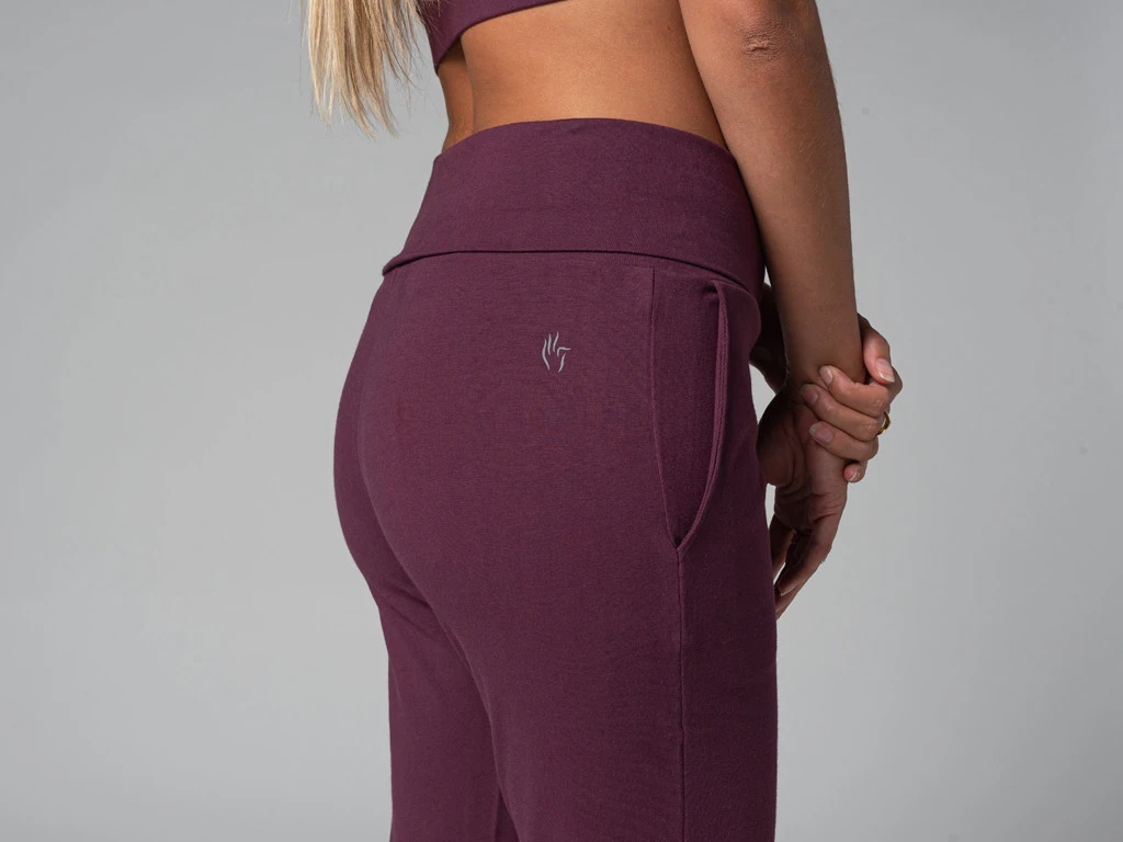 Pantalon De Yoga Femme Confort - Coton Bio Prune - Taille XS 36 5 Pantalon De Yoga Femme Confort - Coton Bio Prune - Taille XS 36 – Image 5