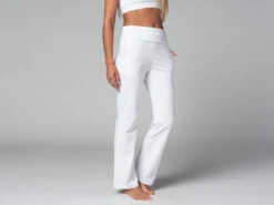 Pantalon de Yoga Femme Confort en Coton Bio - Blanc - Taille XS (36)