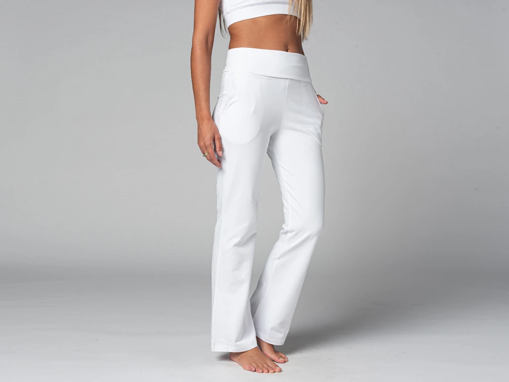Pantalon de Yoga Femme Confort en Coton Bio - Blanc - Taille XS (36) 1 Pantalon de Yoga Femme Confort en Coton Bio - Blanc - Taille XS (36)