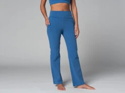 Pantalon de Yoga Femme Confort en Coton Bio - Bleu - Taille XS (36)
