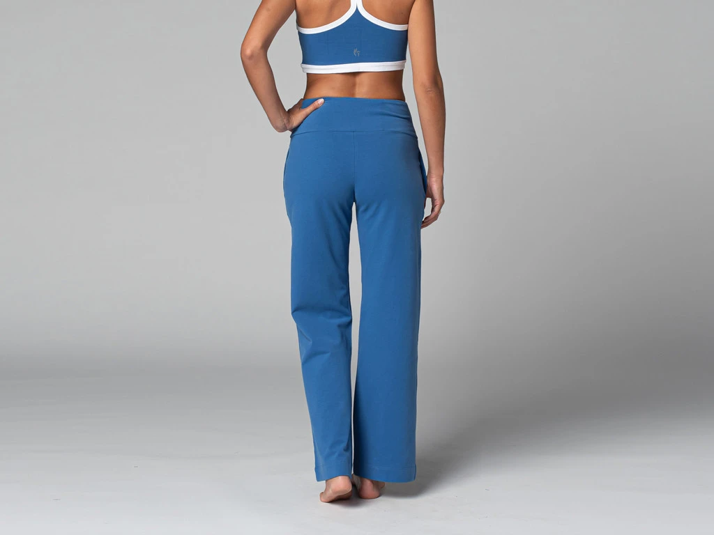 Pantalon De Yoga Femme Jazzy - Coton Bio Bleu - Taille XS (34) - Confort et Élégance 3 Pantalon De Yoga Femme Jazzy - Coton Bio Bleu - Taille XS (34) - Confort et Élégance – Image 3