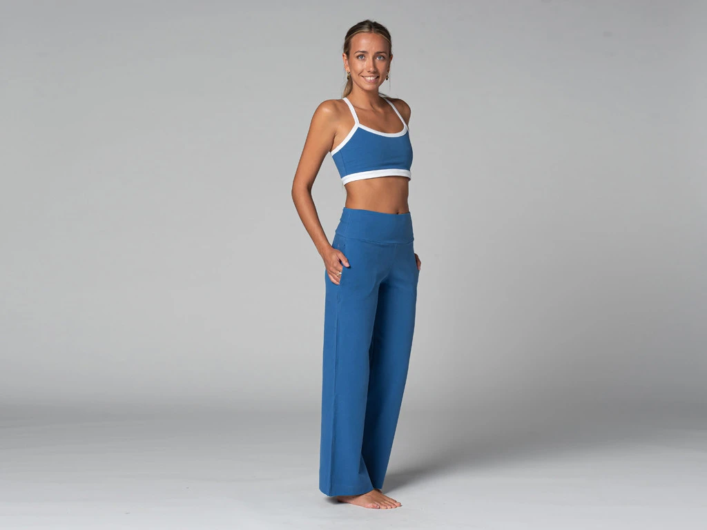 Pantalon De Yoga Femme Jazzy - Coton Bio Bleu - Taille XS (34) - Confort et Élégance 6 Pantalon De Yoga Femme Jazzy - Coton Bio Bleu - Taille XS (34) - Confort et Élégance – Image 6