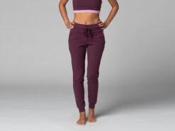 Pantalon de Yoga Femme Jogg - Bio Prune XS 36 | Coton Biologique Confortable