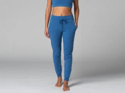Pantalon de Yoga Femme Jogg en Coton Bio - Bleu - Taille XS (36)