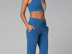 Pantalon de Yoga Femme Jogg en Coton Bio - Bleu - Taille XS (36) -CHIN MUDRA Soldes pantalon de yoga femme jogg bio 163584801661810f50d6d92