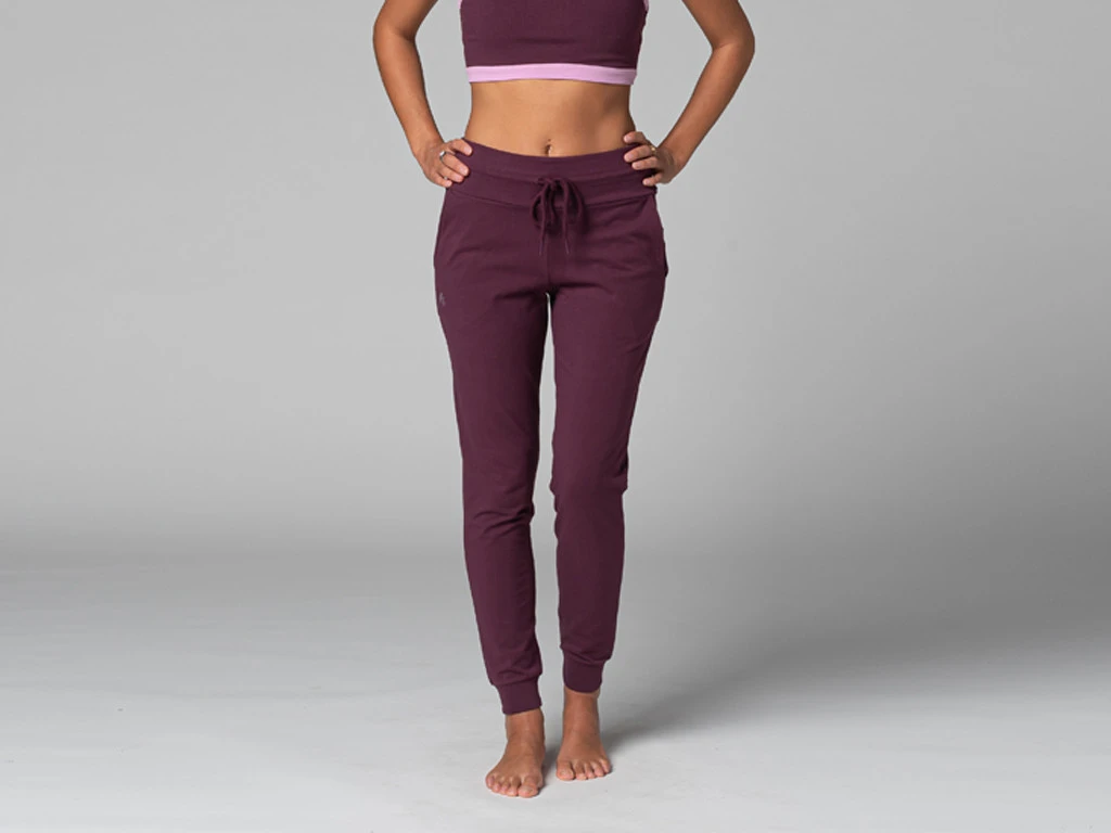 Pantalon de Yoga Femme Jogging Bio Prune M - Les Presque Parfaits 1 Pantalon de Yoga Femme Jogging Bio Prune M - Les Presque Parfaits