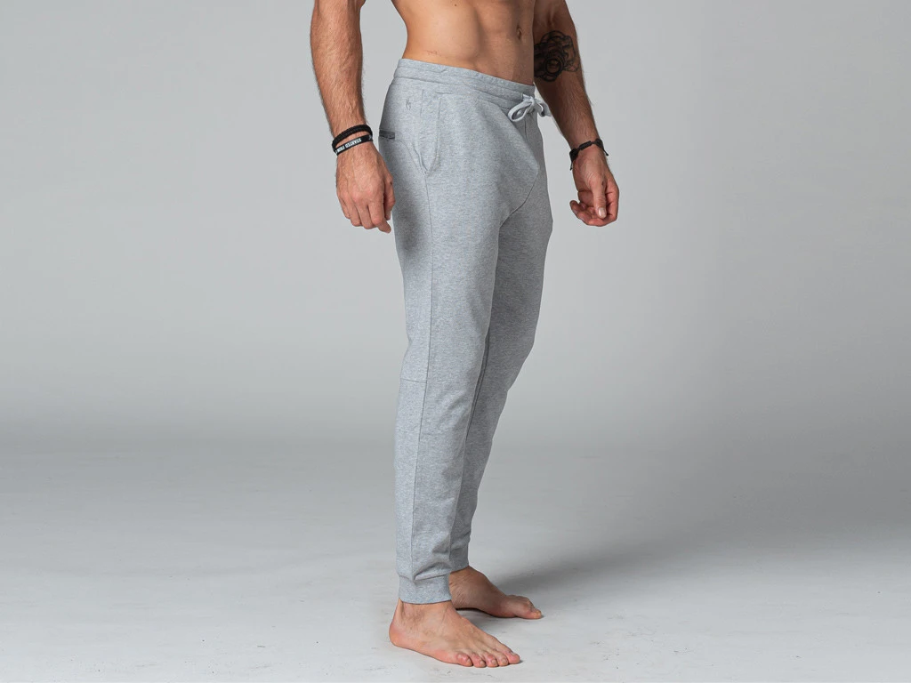 Pantalon De Yoga Homme Jogger - Coton Bio Gris - Taille S 38/40 2 Pantalon De Yoga Homme Jogger - Coton Bio Gris - Taille S 38/40 – Image 2