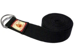 Sangle de Yoga 100% Coton Bio Boucle 1/2 Lune Noir - Accessoire Yoga Écologique