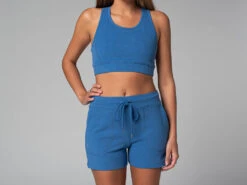Short De Yoga Cool - Bio Bleu Bleu XS - 36 | Vêtements de Yoga Femme en Coton Bio -CHIN MUDRA Soldes short de yoga cool bio 16358464126181090c394ac