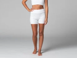 Short De Yoga Slim en Coton Bio - Blanc - Taille XS (36) - Vêtements de Yoga Femme