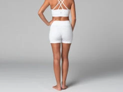 Short De Yoga Slim en Coton Bio - Blanc - Taille XS (36) - Vêtements de Yoga Femme -CHIN MUDRA Soldes short de yoga slim bio 16358456766181062c34601