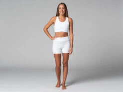 Short De Yoga Slim en Coton Bio - Blanc - Taille XS (36) - Vêtements de Yoga Femme -CHIN MUDRA Soldes short de yoga slim bio 163584570561810649a0f2c