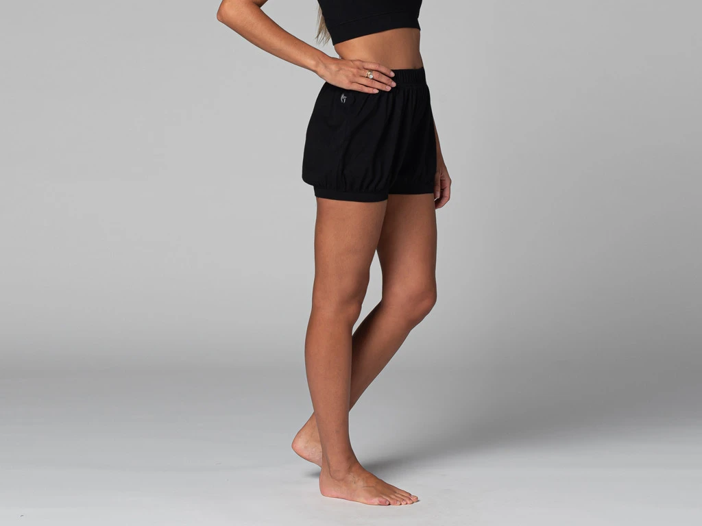 Short Femme Traditionnel Iyengar en Coton Bio - Noir Taille XS 36 2 Short Femme Traditionnel Iyengar en Coton Bio - Noir Taille XS 36 – Image 2