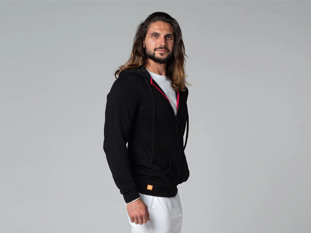 Sweat à Capuche Homme 100% Coton Bio Noir - Taille S (38/40) | Vêtements de Yoga Écologiques 3 Sweat à Capuche Homme 100% Coton Bio Noir - Taille S (38/40) | Vêtements de Yoga Écologiques – Image 3