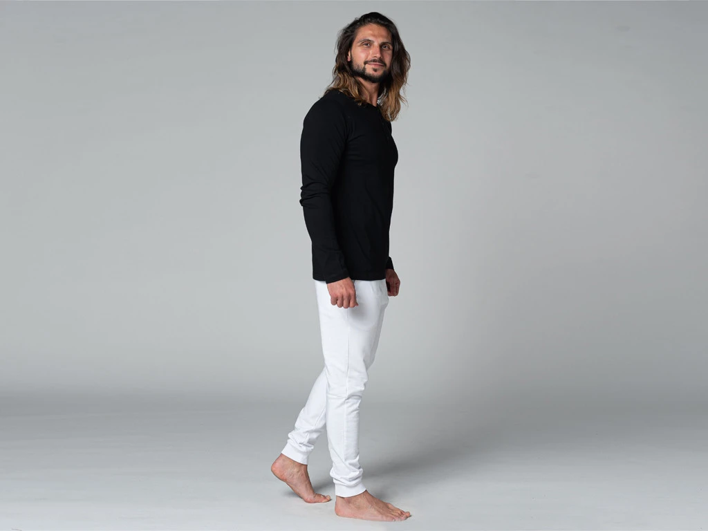 T-Shirt TAPAN 3 Boutons 100% Coton Bio Noir - Vêtements de Yoga Homme - Taille S (38/40) 6 T-Shirt TAPAN 3 Boutons 100% Coton Bio Noir - Vêtements de Yoga Homme - Taille S (38/40) – Image 6