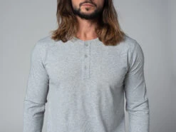T-Shirt TAPAN 3 Boutons 100% Coton Bio Gris Homme - Taille S 38/40 | Vêtements de Yoga Écologiques -CHIN MUDRA Soldes t shirt tapan 3 boutons 100 bio 16353411426179535649f08