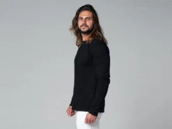 T-Shirt Tapan Manches Longues 100% Coton Bio Noir Homme - Taille S 38/40 | Vêtements de Yoga Écologiques -CHIN MUDRA Soldes t shirt tapan manches longues 100 bio 163534571961796537d020a